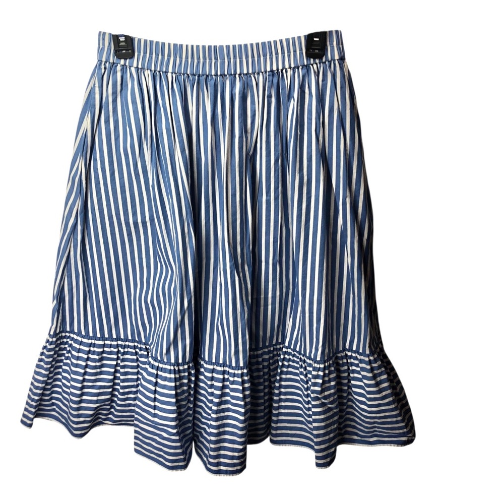 Kate Spade Striped Cotton Skirt Sz S Full Midi Ruffled Hem Coastal Summer Preppy - Picture 3 of 10